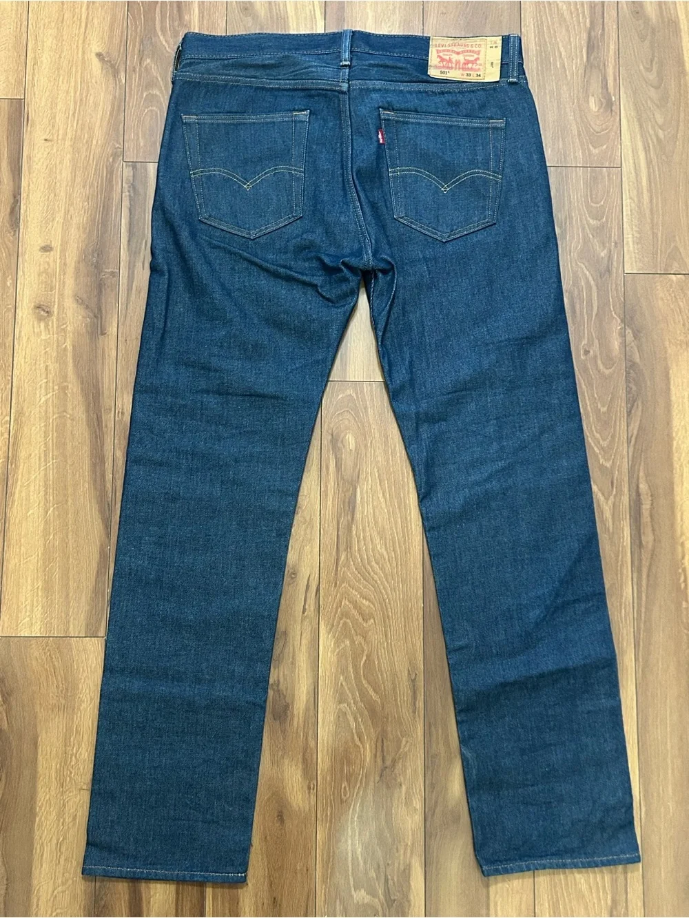 Levi’s Men’s 501 Regular Fit Straight Blue Dark Wash Jeans 33x34 Buttons Cotton